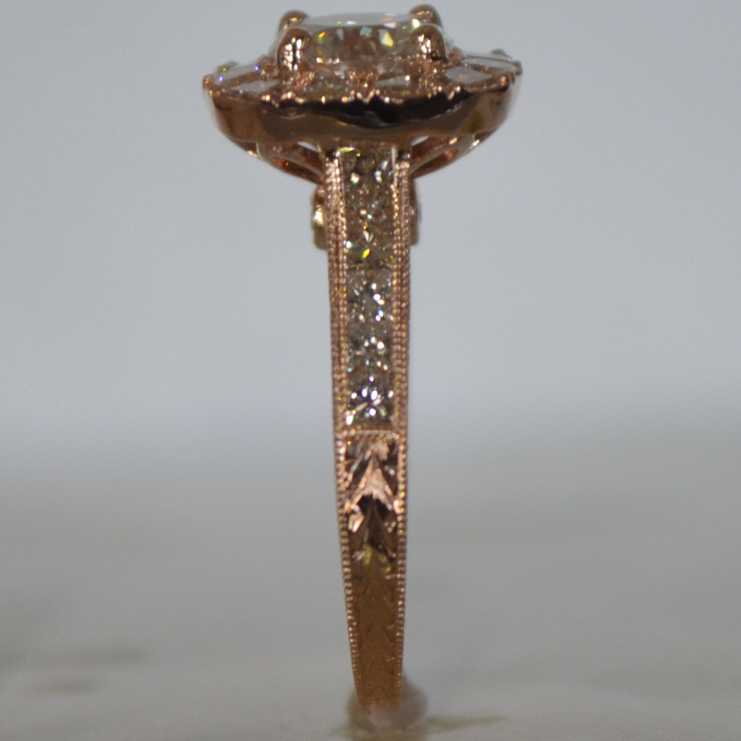 Round Diamond With Princess Halo Engagement Ring Rose Gold - 1.45 Carat TW - Image 5