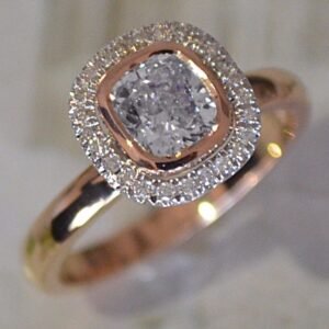 Best Engagement Ring, 1 Carat Center Round With Diamond Halo Set in 18kRose Gold
