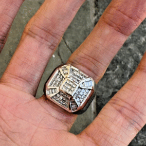 Men’s VS-SI Diamond Ring Princess Baguette 18kt White Gold 2.1 Carat Approx.