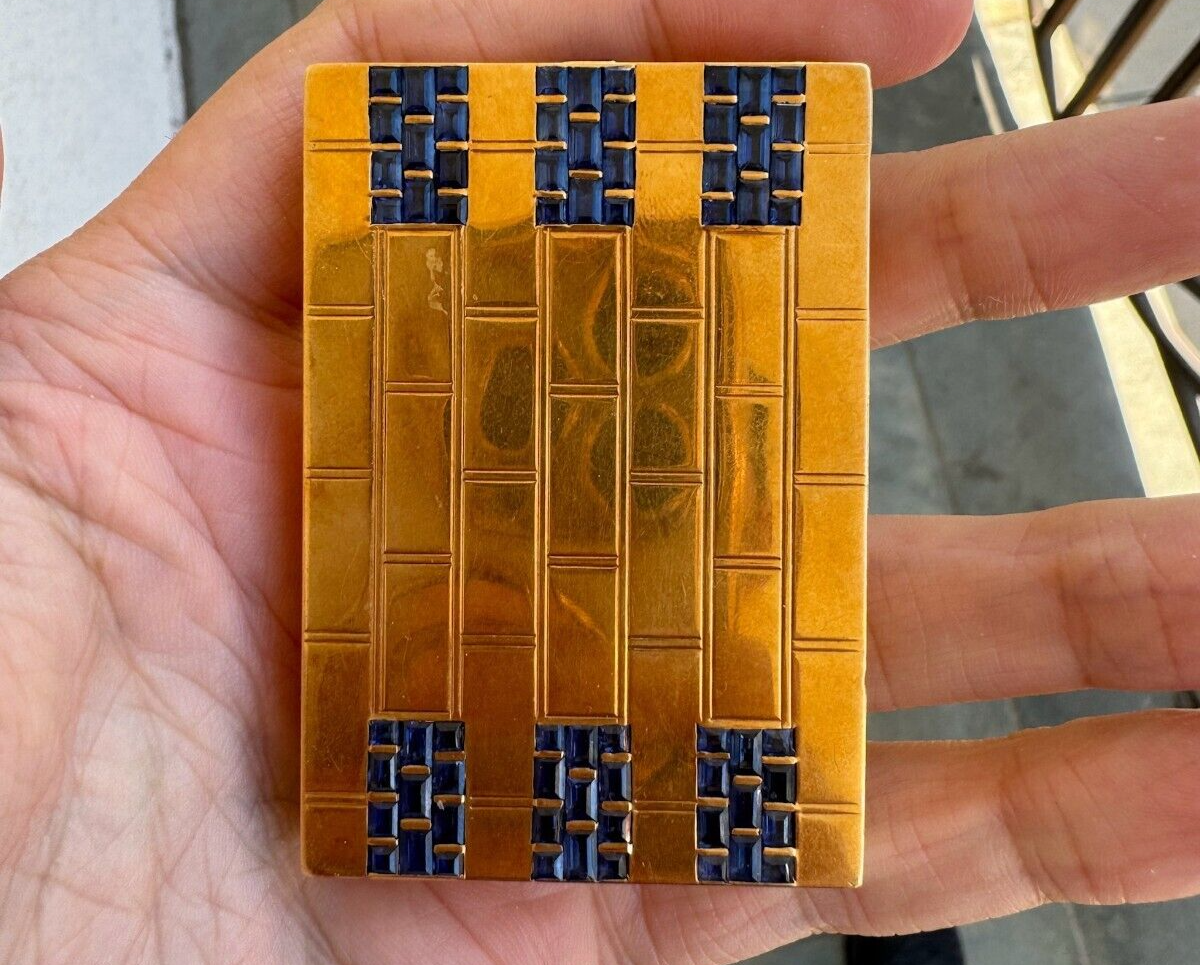 VINTAGE OSTERTAG 18k YELLOW GOLD RARE UNIQUE POWDER COMPACT MIRROR CASE BOX