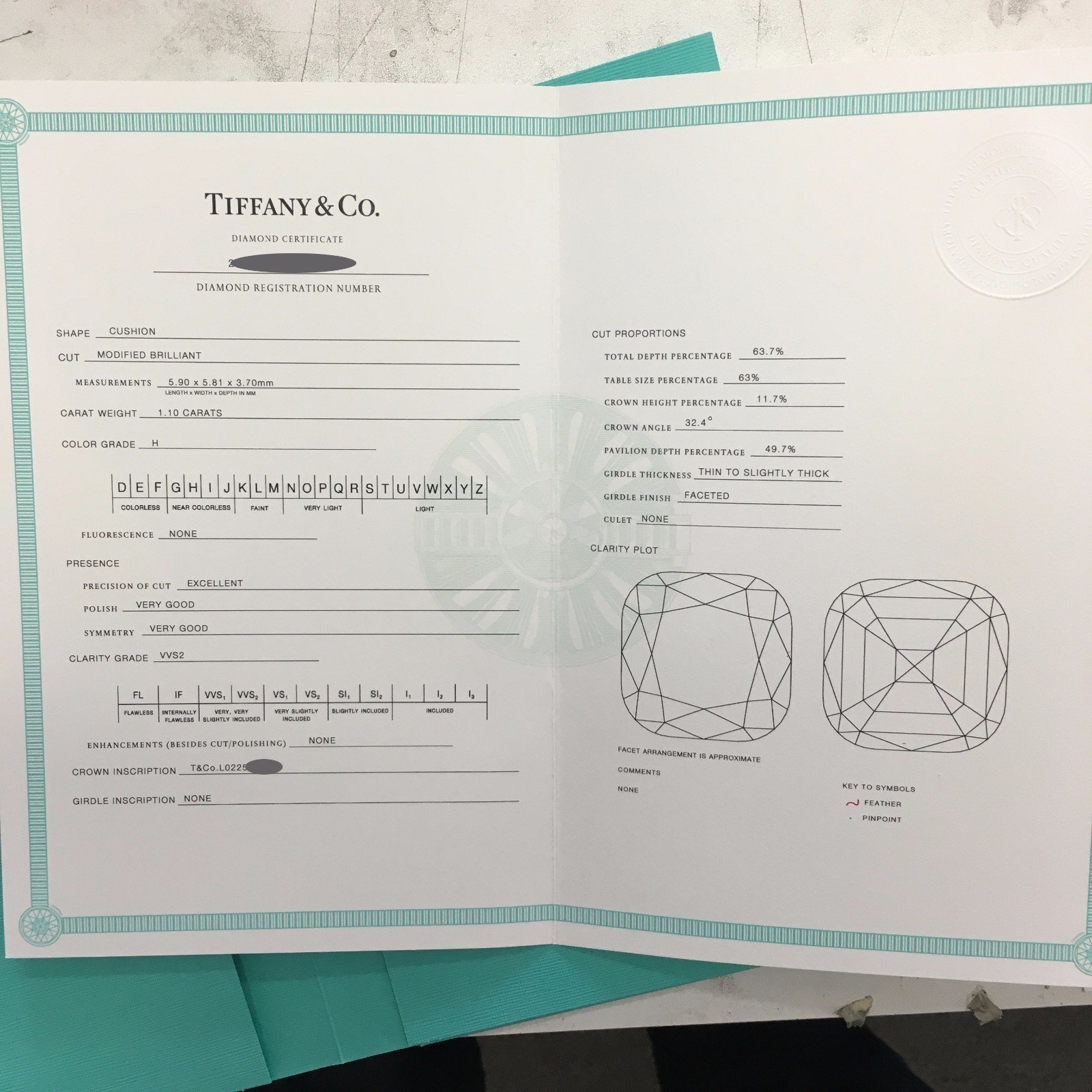Tiffany & Co. Legacy Cushion Diamond Engagement Ring 1.43 CTW - H VVS2 -Platinum - Image 7