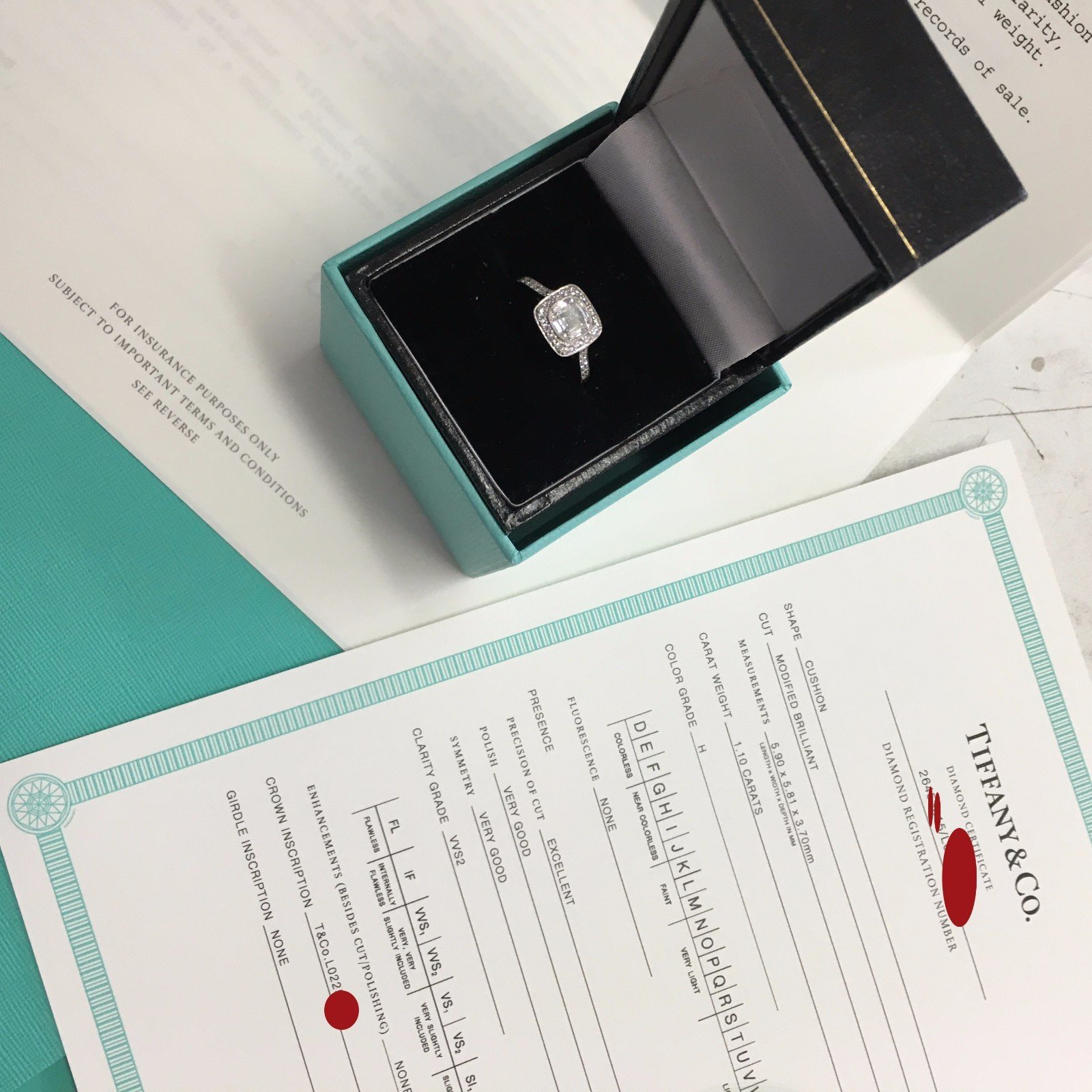 Tiffany & Co. Legacy Cushion Diamond Engagement Ring 1.43 CTW - H VVS2 -Platinum - Image 8