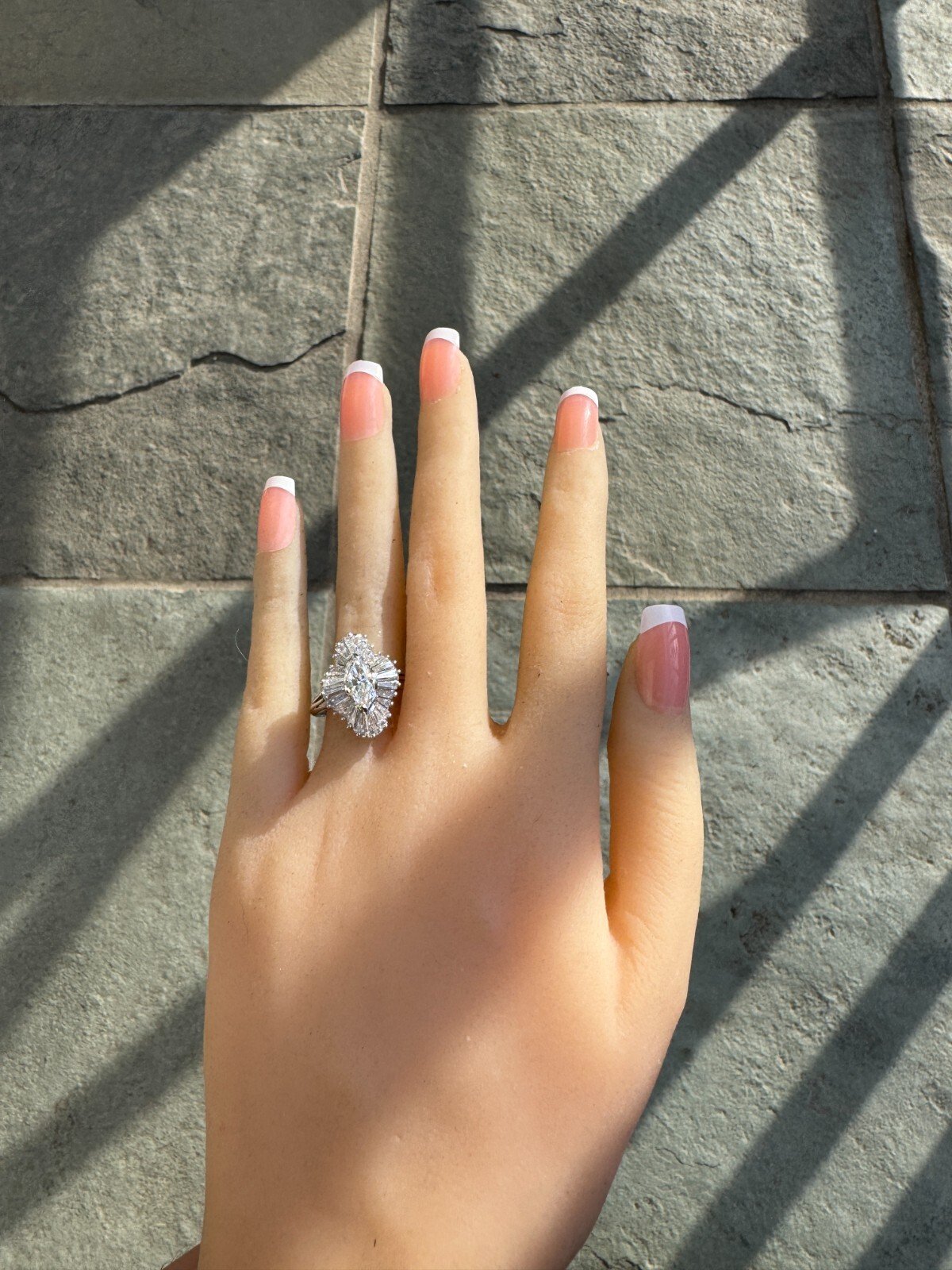 Amazing Ballerina Diamond & Platinum Ring Marquise Center Stone 2.25 Apprx CTW - Image 2