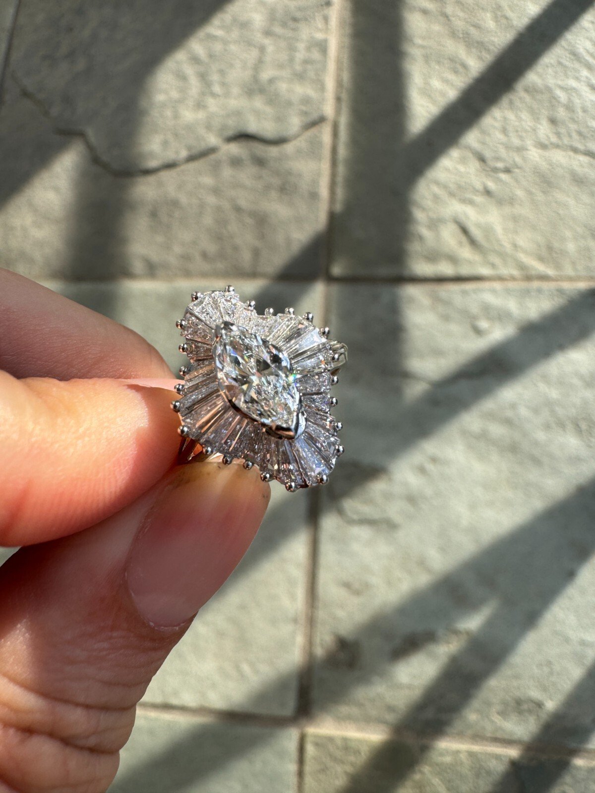 Amazing Ballerina Diamond & Platinum Ring Marquise Center Stone 2.25 Apprx CTW - Image 4