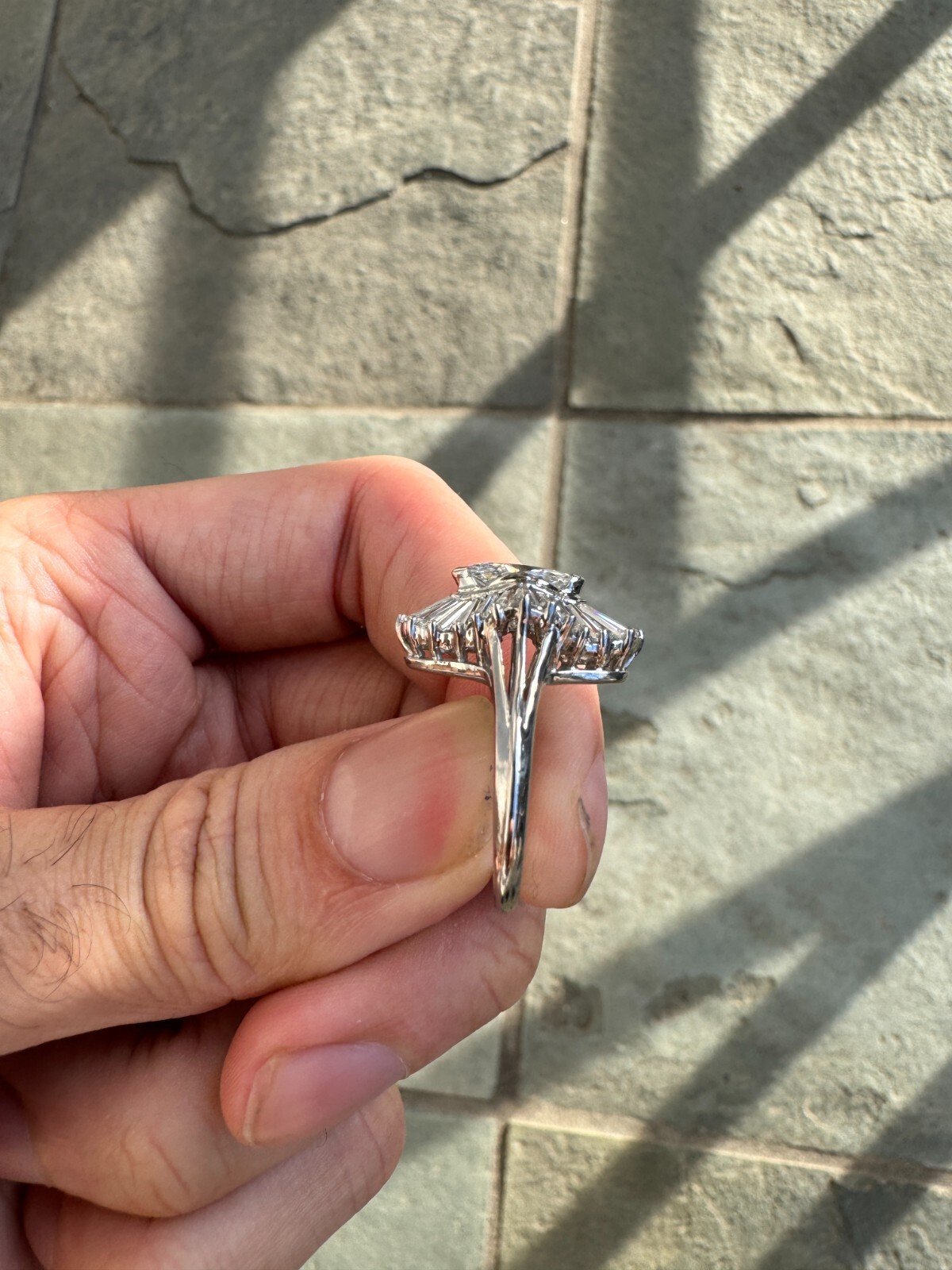Amazing Ballerina Diamond & Platinum Ring Marquise Center Stone 2.25 Apprx CTW - Image 6