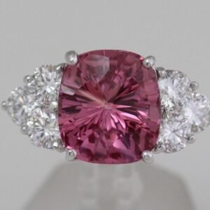 6.75 Ct Huge Cushion Natural Pink Spinel & Diamond, Unique & Custom Ladies Ring
