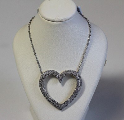 TIFFANY & CO. 18K White Gold Large LADIES METRO HEART DIAMOND NECKLACE - Image 4
