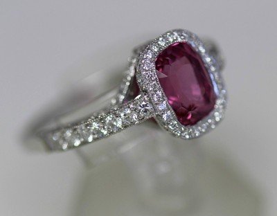 2.58 Ct Big Cushion Natural Fancy Pink Sapphire & Diamond Ring Platinum GIA! - Image 5