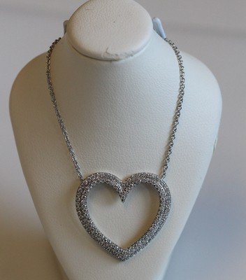 TIFFANY & CO. 18K White Gold Large LADIES METRO HEART DIAMOND NECKLACE - Image 3
