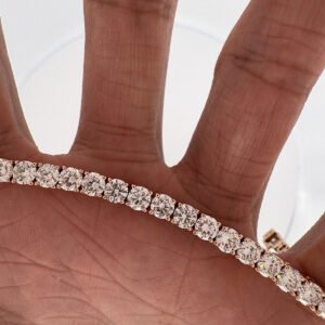 Round 12ct Natural Diamond Tennis Bracelet 14K Solid Rose Gold 7"inch G-H SI !