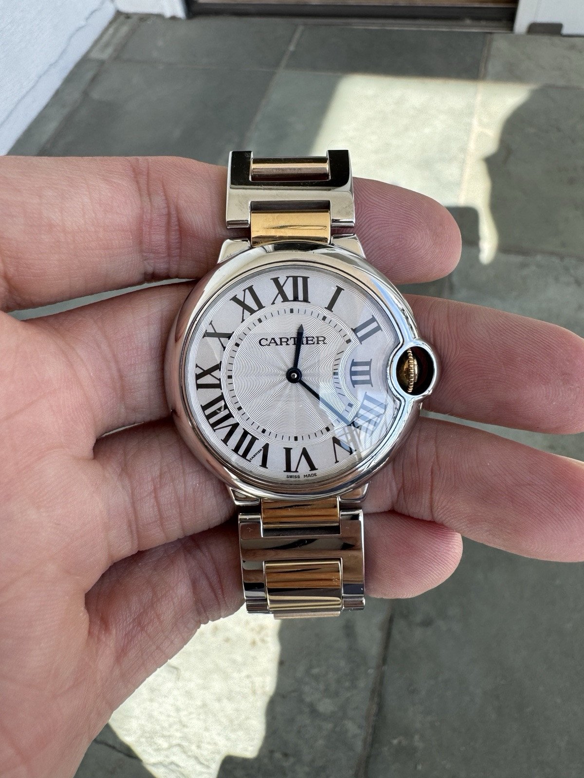 Cartier Ballon Blue 18k & Stainless Watch 3005 Medium W69008Z3 Box 36mm