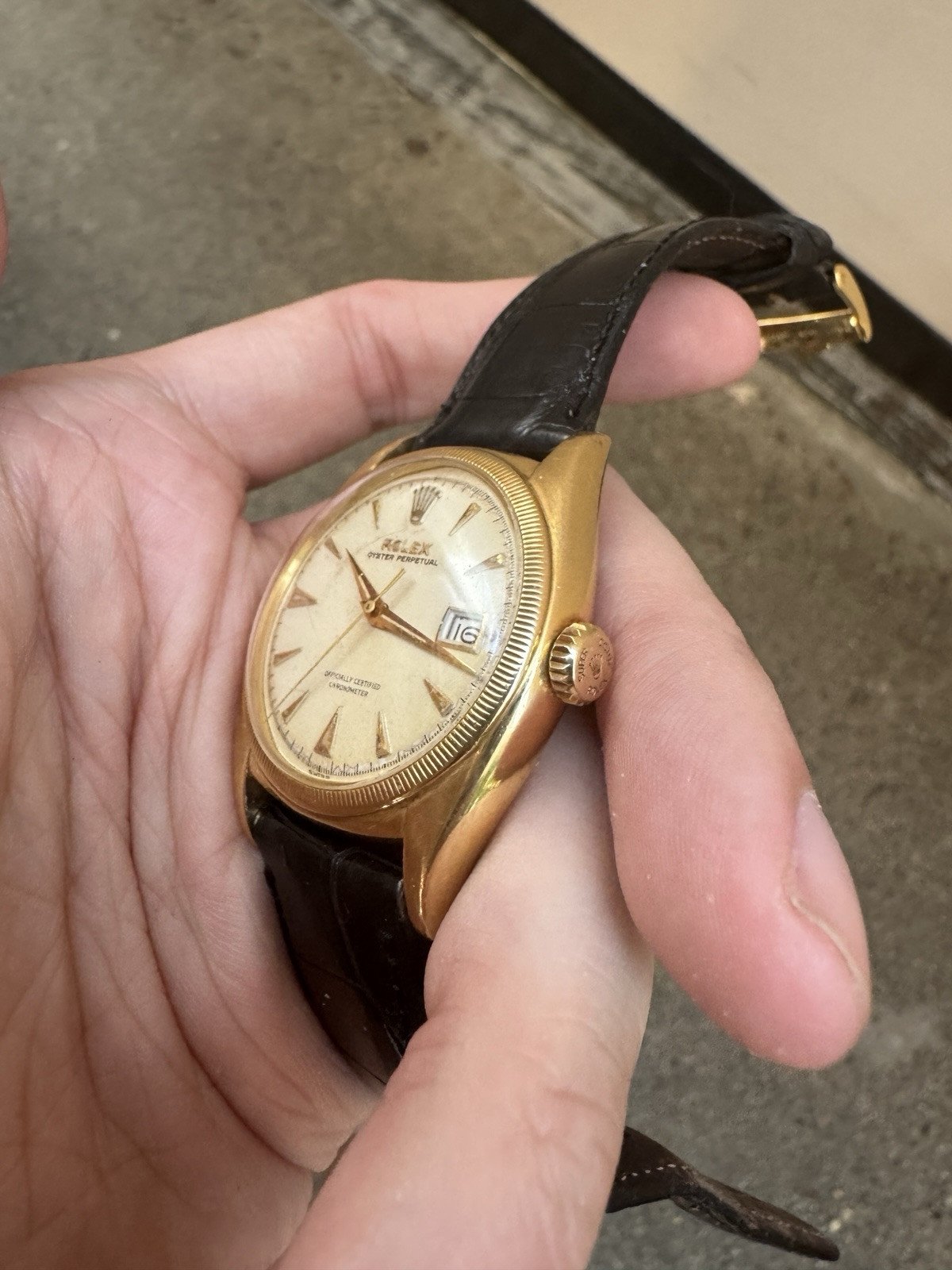 ROLEX 1963 ,Ref 6105 Big Bubbleback 18k Gold Oyster MEN'S WATCH - Image 3