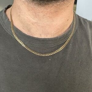 Solid 14K Yellow Gold Cuban Link Chain 4mm 18" Necklace - 10 Grams