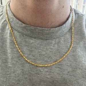 24k solid gold chain necklace 14gr 20 inch 2mm wide Pur183!