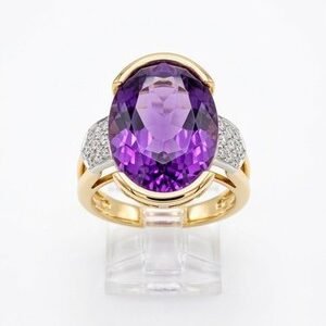 Carl F. Bucherer 18k Yellow Gold Amethyst & Diamond Ring