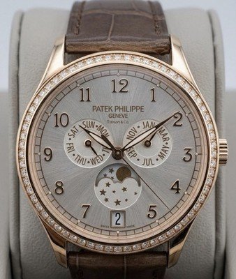 Patek Philippe 4947R Tiffany & Co Dial Annual Calendar Rose Gold Diamond Bezel