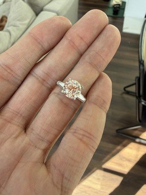 3.14 Carat Beautiful Old Round Cut Diamond Ring with Baguettes - Image 2