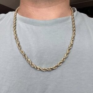 14K Two-Tone Gold Rope Chain Necklace 4.5mm 22" 26.6g Real Gold