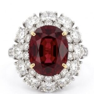 Exquisite Van Cleef & Arpels 7.77ct Ruby Ring with 4.00ct Diamond Halo —Signed
