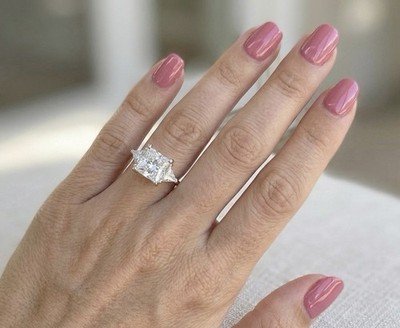 4.6 Carat + Princess Cut Diamond Engagement Ring Set in Platinum L VS1 GIA - Image 2