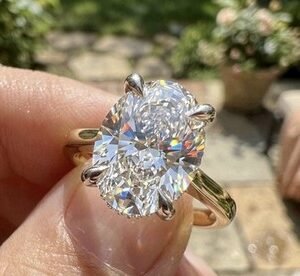 GIA 4.02ct Natural Oval Brilliant Diamond Ring D VS2 Excellent Polish/Symmetry
