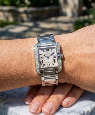 Cartier Tank Anglaise 18k White Gold 30.2mm x 22.7mm Quartz WT100008 3488 ! - Image 2