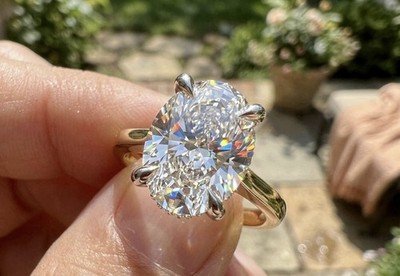 GIA 4.02ct Natural Oval Brilliant Diamond Ring D VS2 Excellent Polish/Symmetry