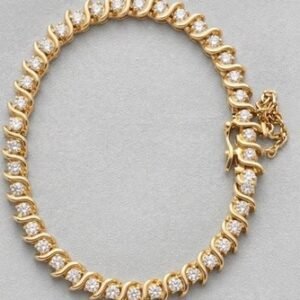 14k Yellow Gold 2.20ctw Diamond S-Link Tennis Bracelet 20g 7.25" 2.4mm Pur220