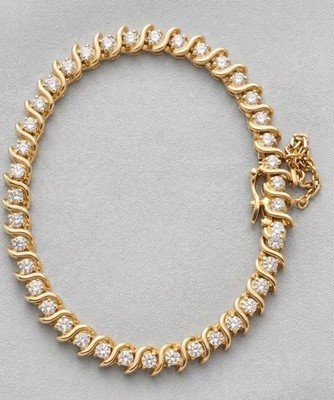 14k Yellow Gold 2.20ctw Diamond S-Link Tennis Bracelet 20g 7.25" 2.4mm Pur220