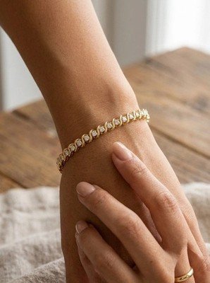 14k Yellow Gold 2.20ctw Diamond S-Link Tennis Bracelet 20g 7.25" 2.4mm Pur220 - Image 2