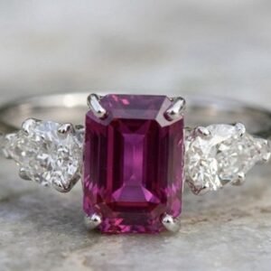 2.8ct GIA Pink Sapphire & Pear Diamond Platinum Ring - Fancy Intense Sri Lanka