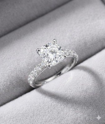 3.50 TCW Cushion Cut Natural Diamond GIA Engagement Ring I VS2 Platinum