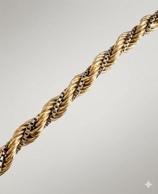 14K Two-Tone Gold Rope Chain Necklace 4.5mm 22" 26.6g Real Gold - Image 2