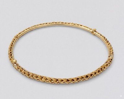 Elegant Gold Chevron Weave Choker Necklace | Solid Gold Heirloom Jewelry 12"