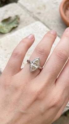 18K Gold-Platinum Cocktail Ring with 5.46 Ct. Round and GIA Marquise Diamonds - Image 2