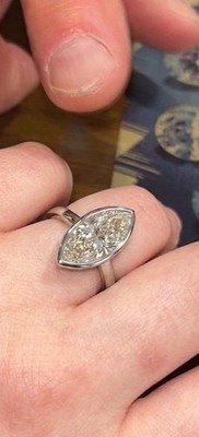 18K Gold-Platinum Cocktail Ring with 5.46 Ct. Round and GIA Marquise Diamonds - Image 3