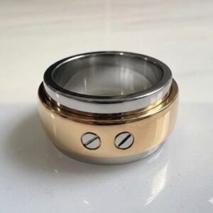 Cartier Santos 100 Band Ring size US8.75 EU59 18k Yellow Gold & SS Auth Pur232