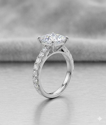 3.50 TCW Cushion Cut Natural Diamond GIA Engagement Ring I VS2 Platinum - Image 2