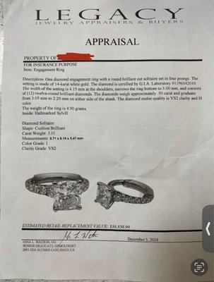 3.50 TCW Cushion Cut Natural Diamond GIA Engagement Ring I VS2 Platinum - Image 5