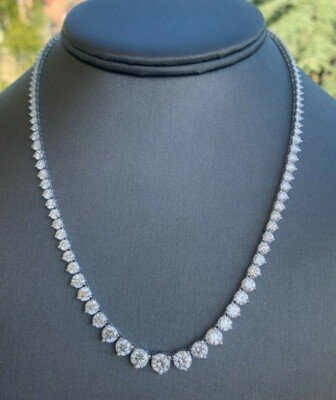 20ct Diamond Riviera Necklace 18K White Gold IGI Certified H-I SI1-SI2 17"