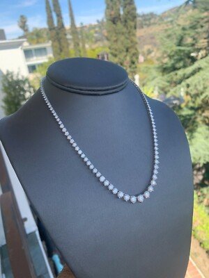 20ct Diamond Riviera Necklace 18K White Gold IGI Certified H-I SI1-SI2 17" - Image 3