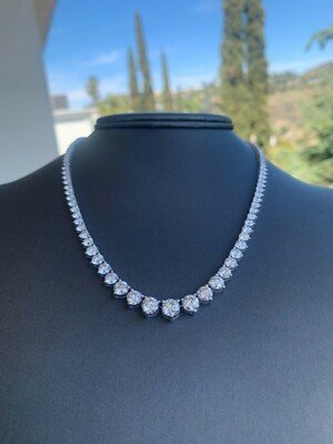 20ct Diamond Riviera Necklace 18K White Gold IGI Certified H-I SI1-SI2 17" - Image 6