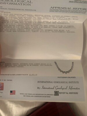 20ct Diamond Riviera Necklace 18K White Gold IGI Certified H-I SI1-SI2 17" - Image 8