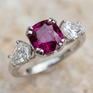 4ct+ GIA Pink Sapphire & 1.12ctw Diamond Platinum Engagement Ring Shield Cut