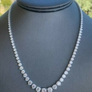 20ct Diamond Riviera Necklace 18K White Gold IGI Certified H-I SI1-SI2 17"