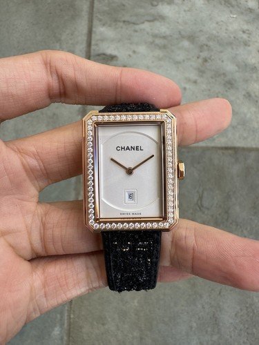 Chanel Boyfriend Watch Gold Diamond H4469 Gold 27k MSRP - Image 3