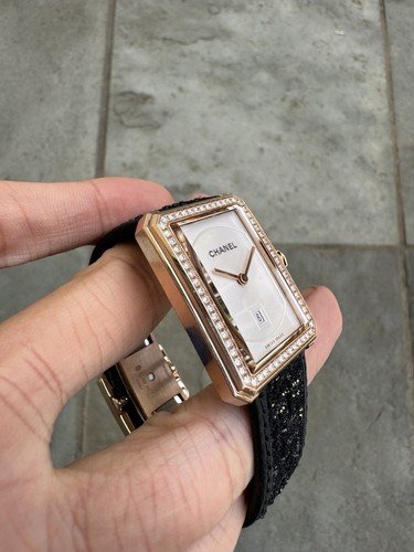 Chanel Boyfriend Watch Gold Diamond H4469 Gold 27k MSRP - Image 7