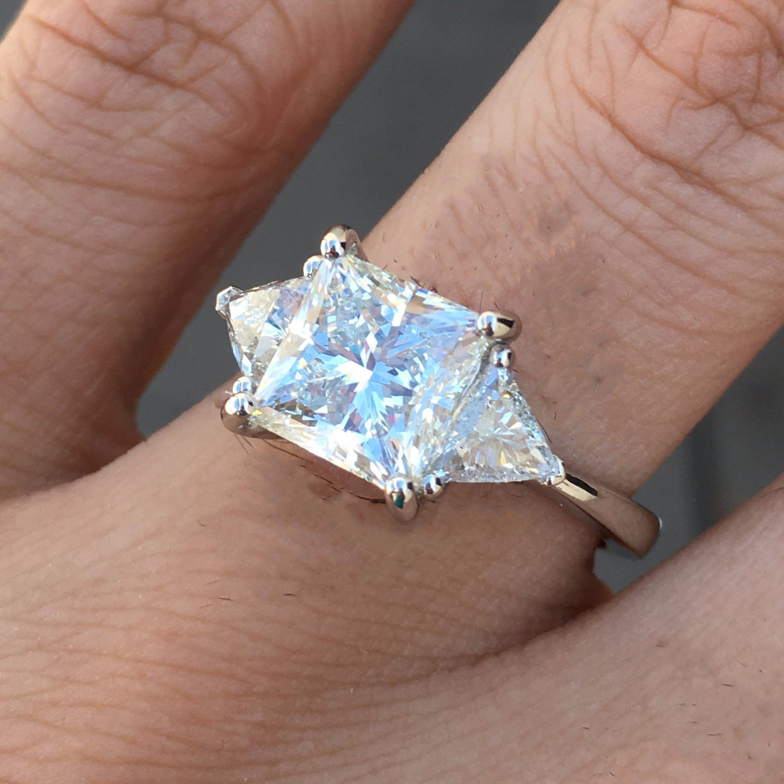 4.6 Carat + Princess Cut Diamond Engagement Ring Set in Platinum L VS1 GIA - Image 6