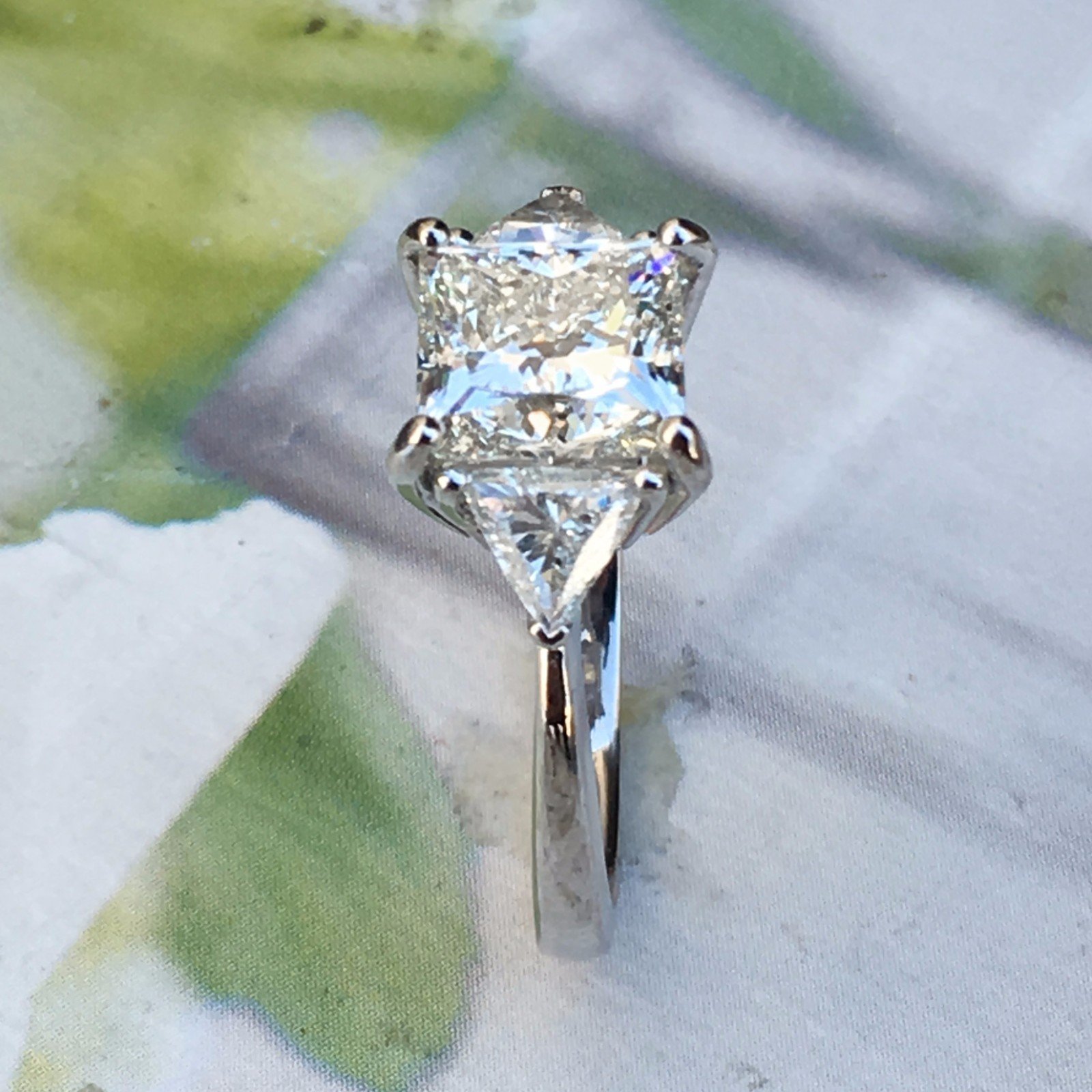 4.6 Carat + Princess Cut Diamond Engagement Ring Set in Platinum L VS1 GIA - Image 4