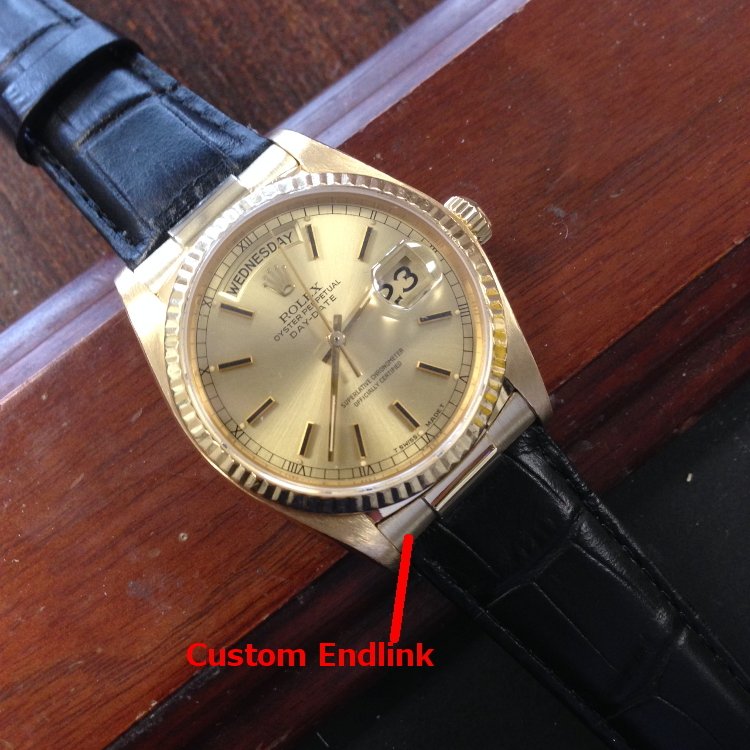 Custom BD Strap End links 18k Yellow President 36mm Case , 20mm Lug - Image 2